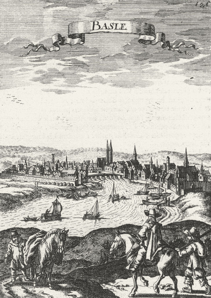 SWITZERLAND. De LVIII. Swiss Basel. Mallet boats 1683 old antique print